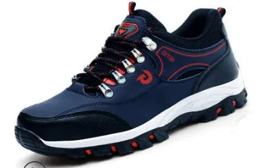 Guisalao men's low-cut safety shoes with steel toe cap and anti-piercing sole, camouflage fur upper.