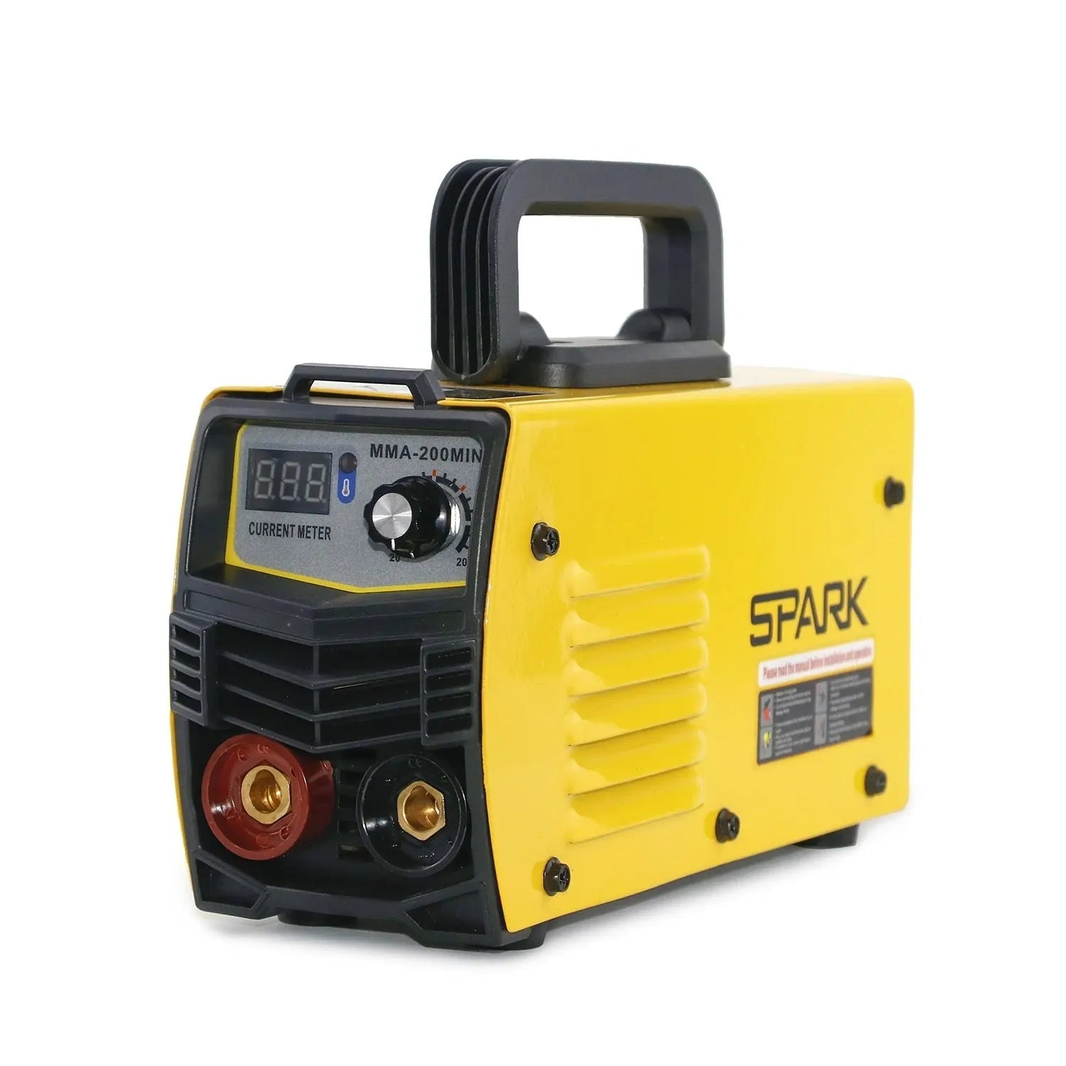 MMA-200MIN portable 220V DC inverter welding machine with welding tongs and face shield.