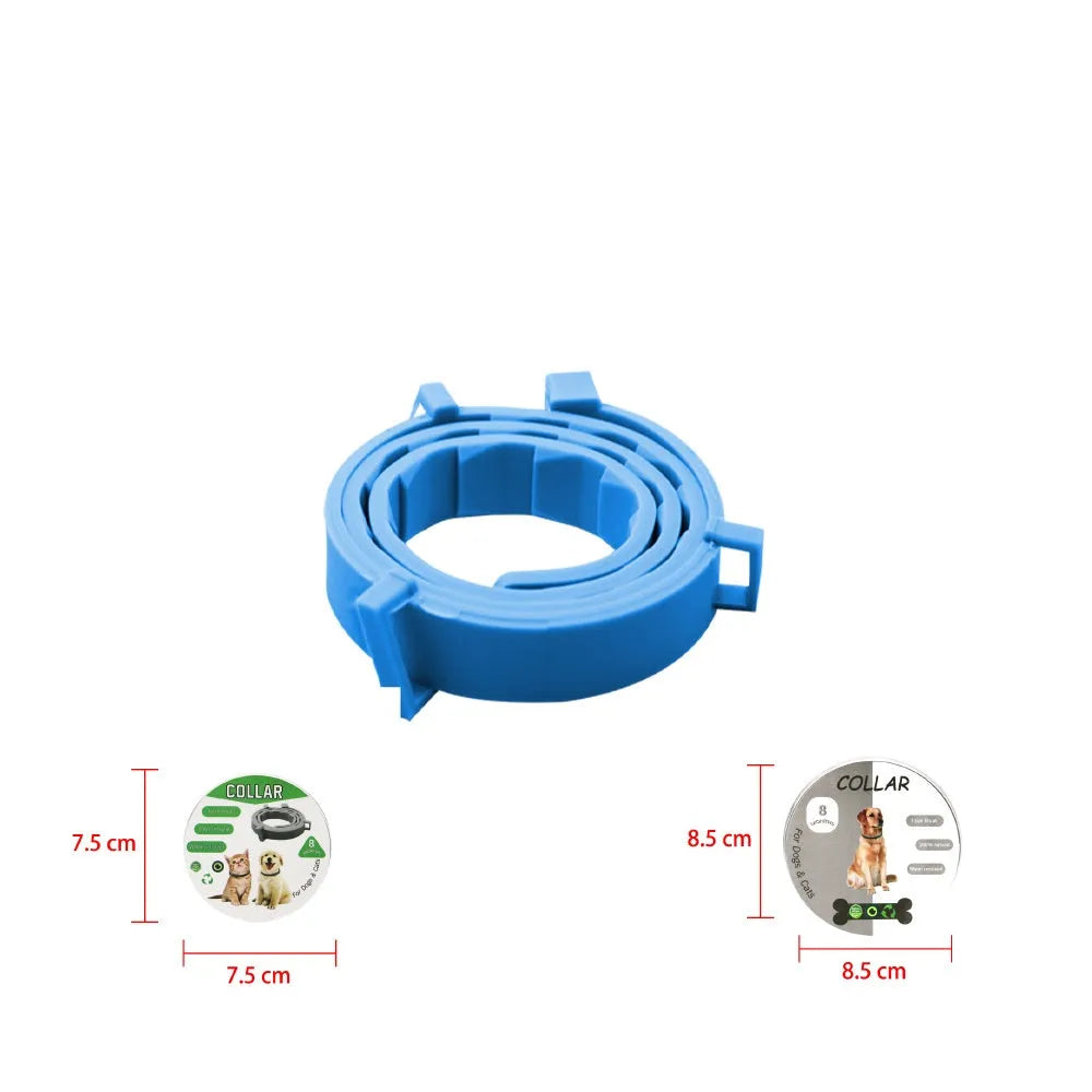 Pet deworming collar in blue, purple, grey, orange, adjustable 38cm 62cm 65cm