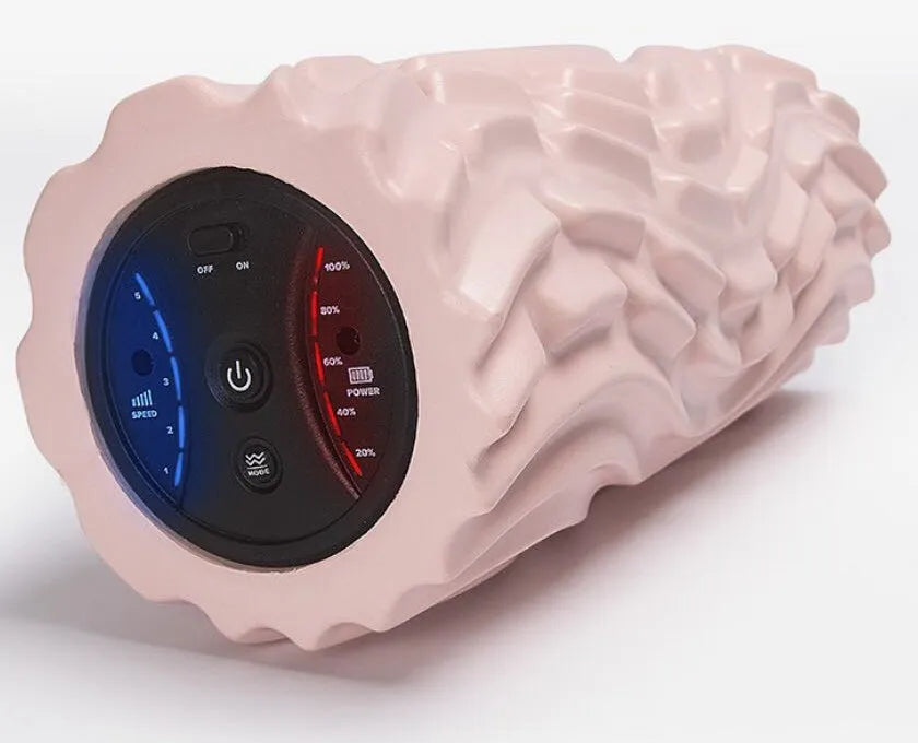 USB electric massage column foam roller block in space grey or gouache orange with three vibration zones