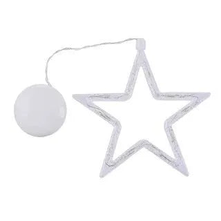 Battery-powered LED Christmas chandelier with suction cups, showing Santa Claus and snowman shapes
