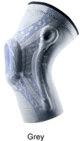Black spandex sports knee pad for adults, one unit, on a plain background