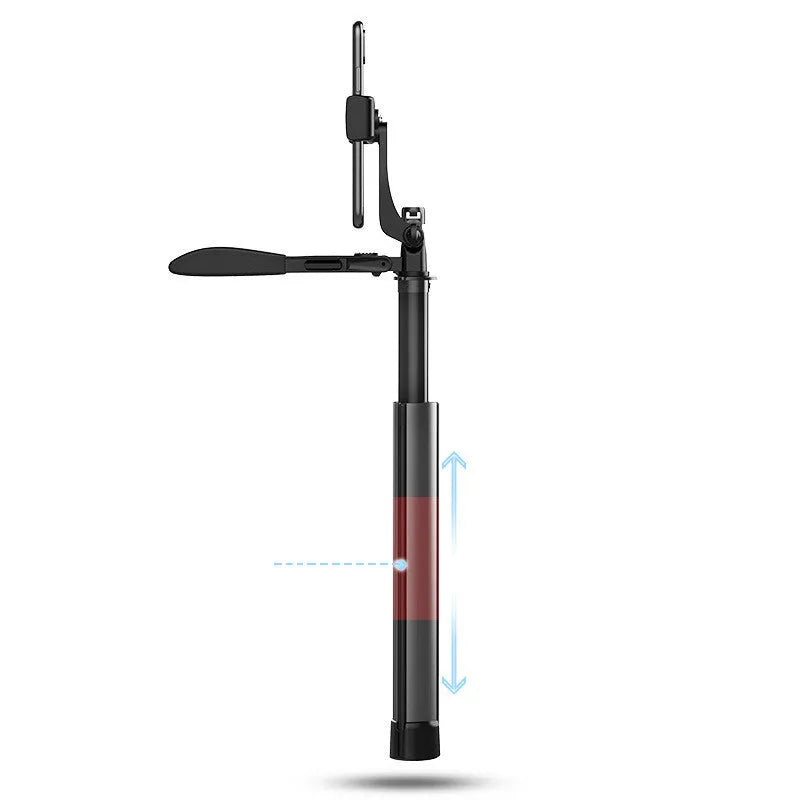 Black aluminium alloy Bluetooth selfie stick extended to 160cm with tripod base and remote control