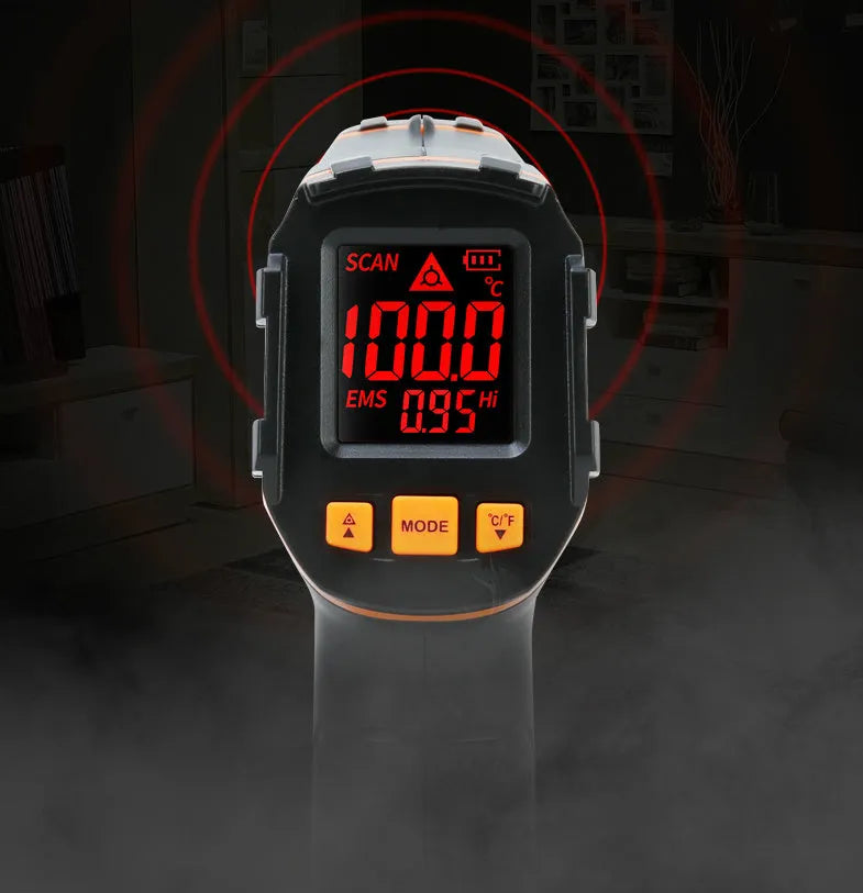 ST390A handheld infrared high temperature thermometer for industrial and studio use.