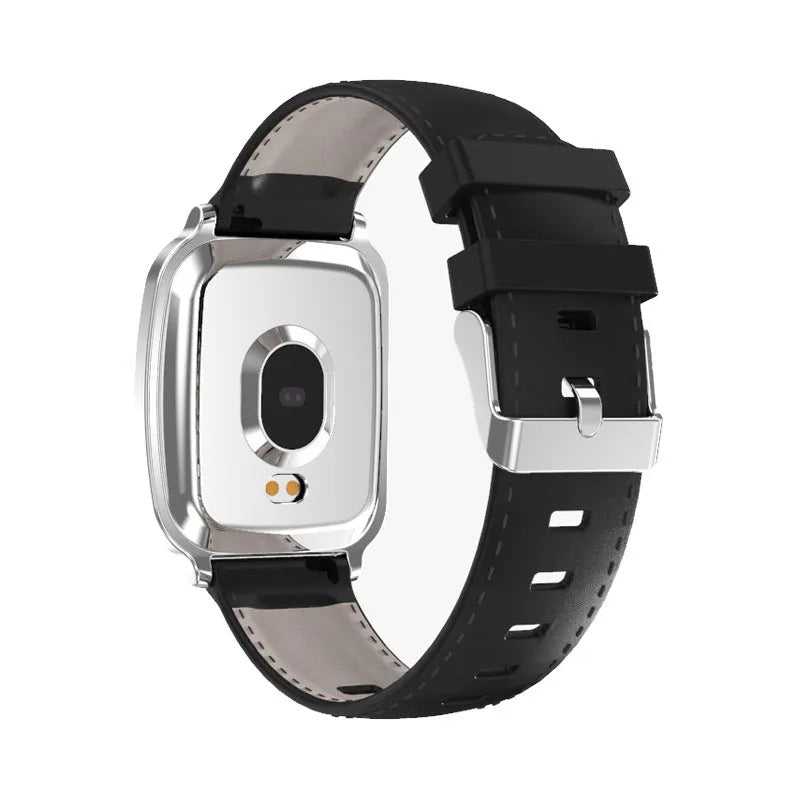 M8 multi-function smart bracelet with heart rate monitor on a wrist, showing zinc alloy body and TPU strap.