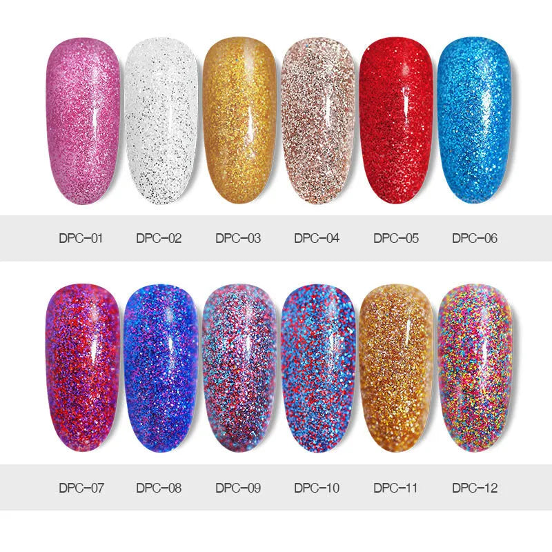 Laser glitter nail powder dip system with 24 shades for natural and artificial nails