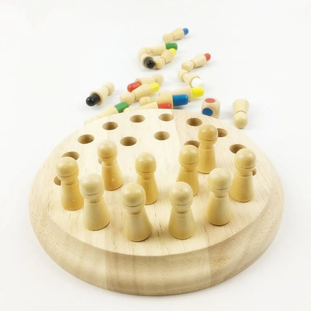 Montessori beech wood Memory Match Stick Chess educational toy with green varnish for children aged 3+