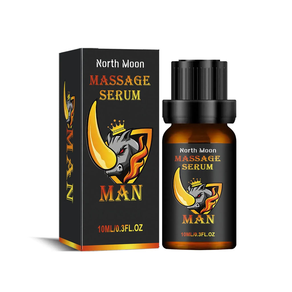 10ml dark glass bottle of men's massage essential oil with pipette.