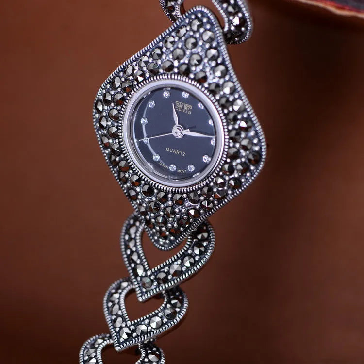 Love Thai Silver heart-shaped diamond processing women's bracelet watch in Photo Colour