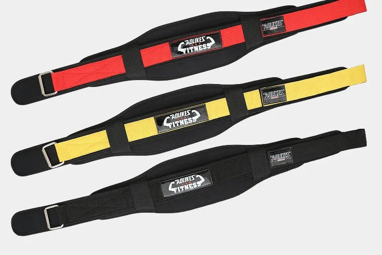 Nylon fitness waistband for weightlifting in black, red, yellow colours available in multiple sizes