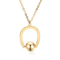 Adjustable stainless steel necklace with a geometric pendant in a gold electroplated finish.