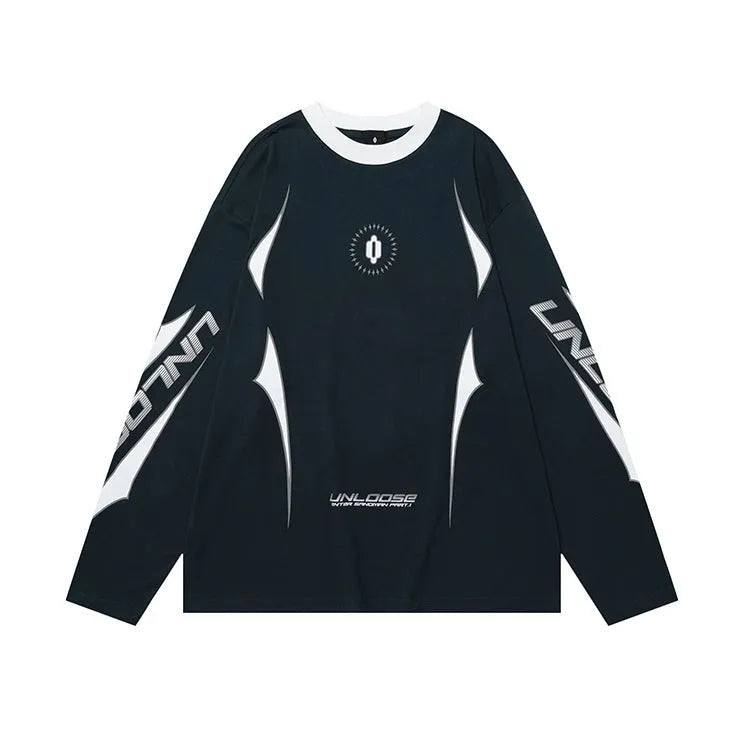 Men's grey khaki cotton pullover sweatshirt with drop-shoulder sleeves and a letter pattern