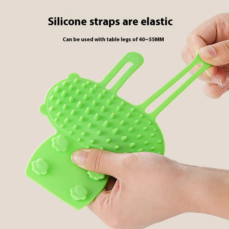 Silicone self-cleaning cat grooming comb with adjustable strap in four colours