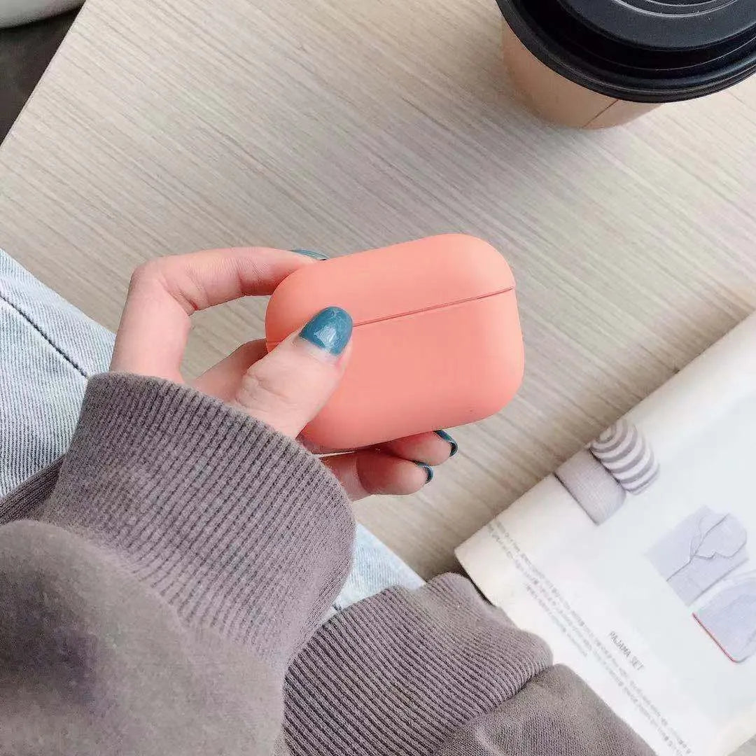 AirPods Pro protective plastic case in multiple colour options showing compatibility with Apple wireless earbuds