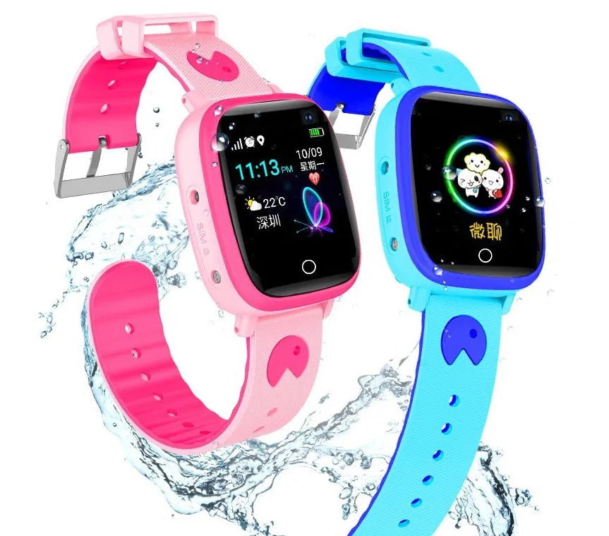 Kids smart watch phone with 1.44-inch touch screen, silicone strap, 8W camera, and 42g weight