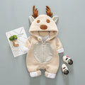 Long sleeve baby romper with lace-up strap closure in khaki, pink, and white colour options.