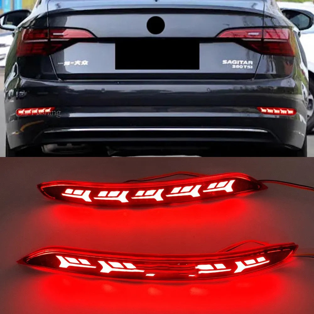 Volkswagen Sagitar rear bumper LED light with animated water flow brake light pattern.
