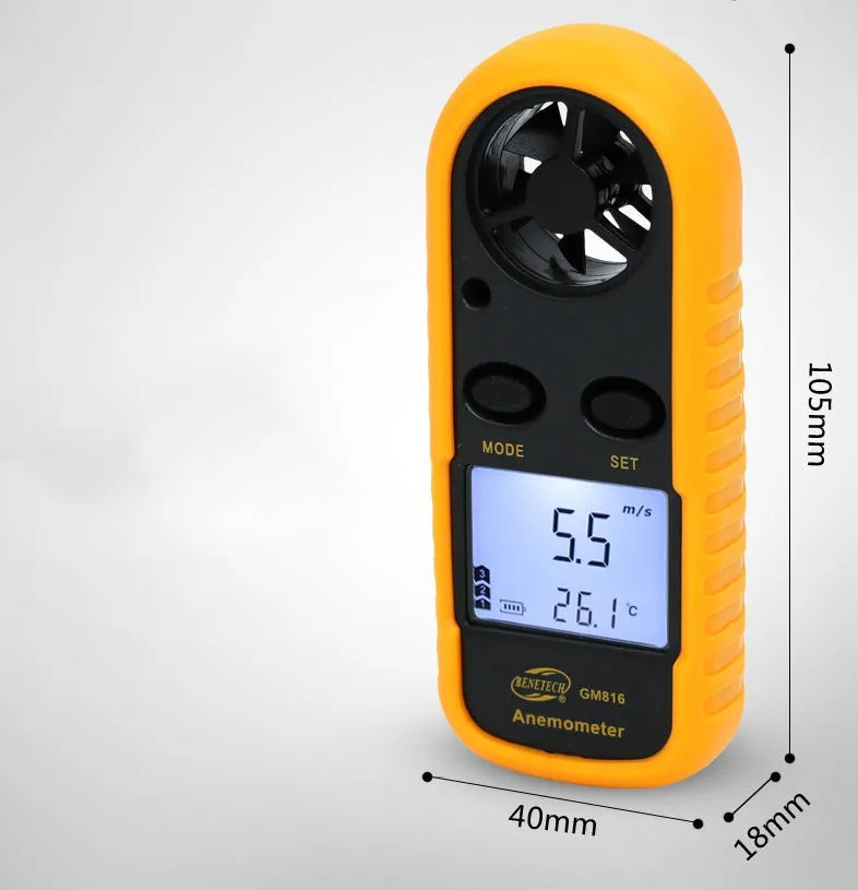 Biaozhi GM816 orange digital portable wind speed measuring instrument anemometer.