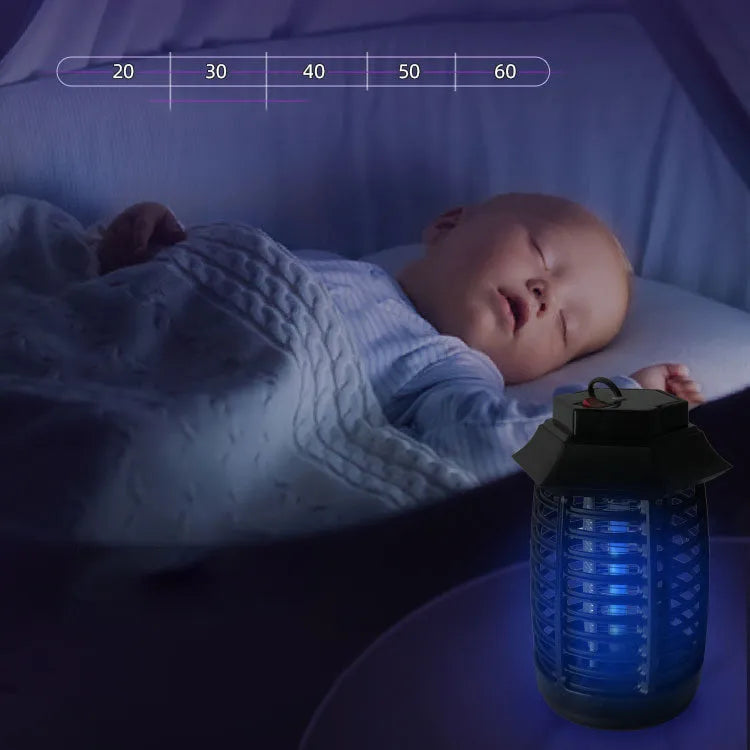 Black aromatherapy mosquito lamp for insect control with UV light tube.