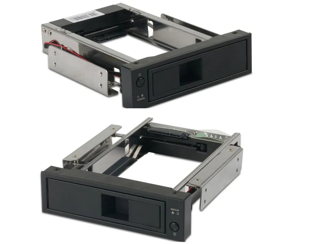 Black vertical hard disk tray for desktop computer CD-ROM bay mounting