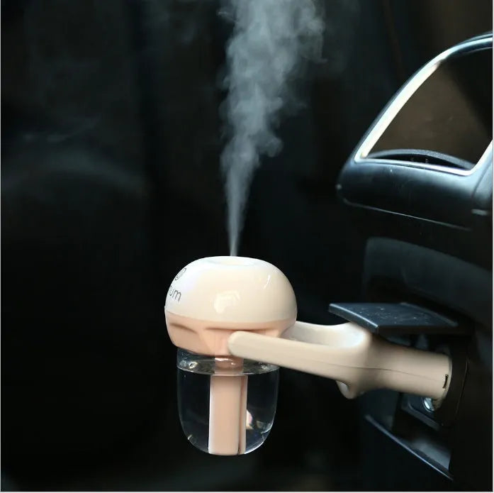Compact portable car humidifier with air purifier and essential oil diffuser functions