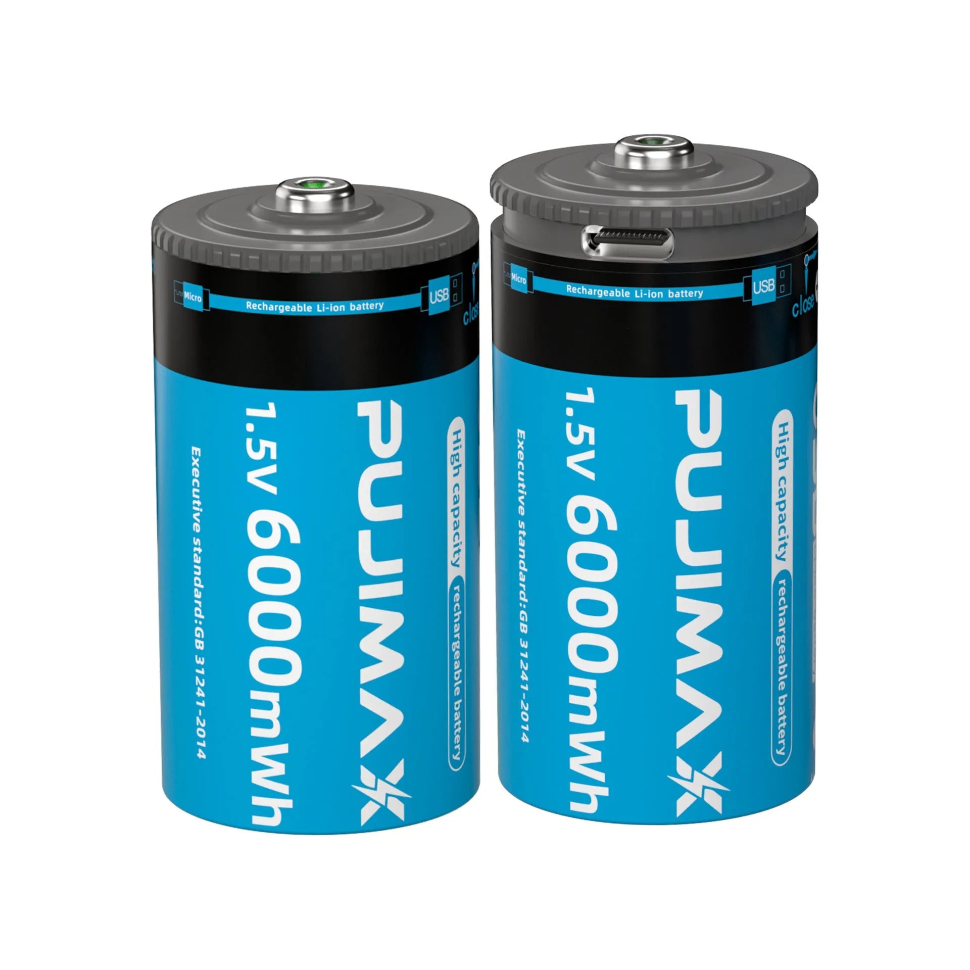 Rechargeable C type battery 6000mWh with USB charging port, 32mm x 61mm