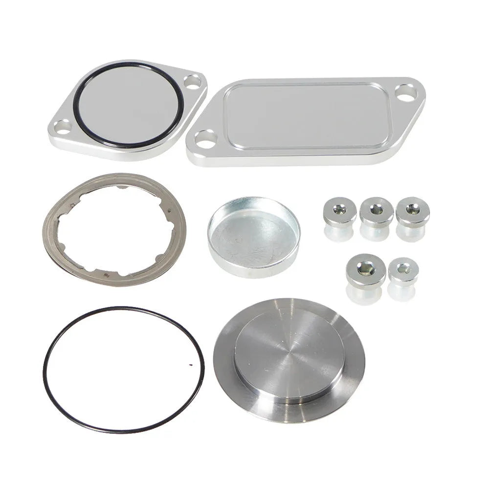 Silver aluminium alloy automotive valve cover for cooler exhaust gas recirculation plug replacement