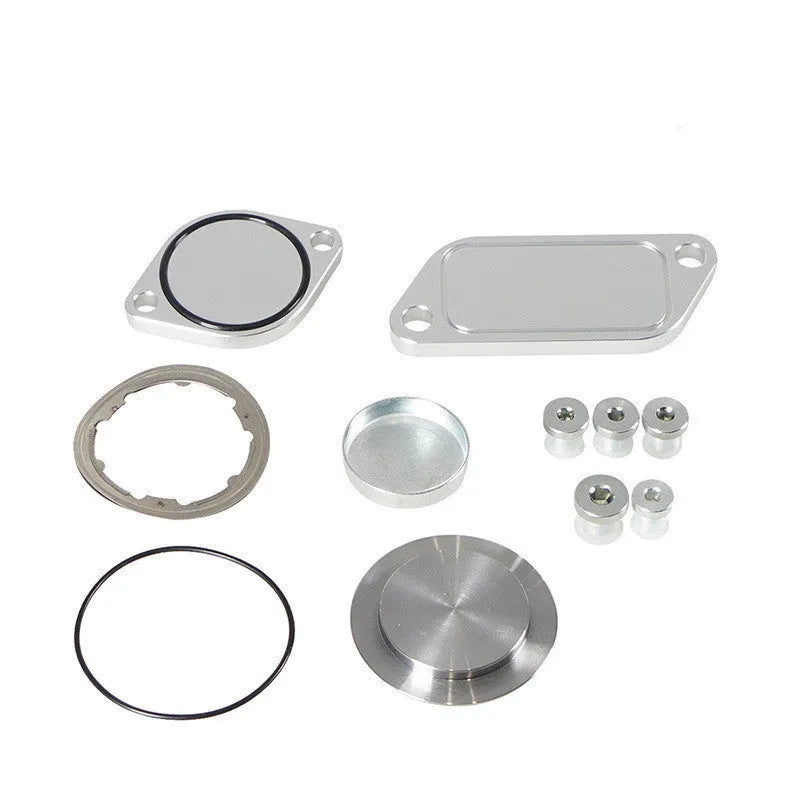 Silver aluminium alloy automotive valve cover for cooler exhaust gas recirculation plug replacement