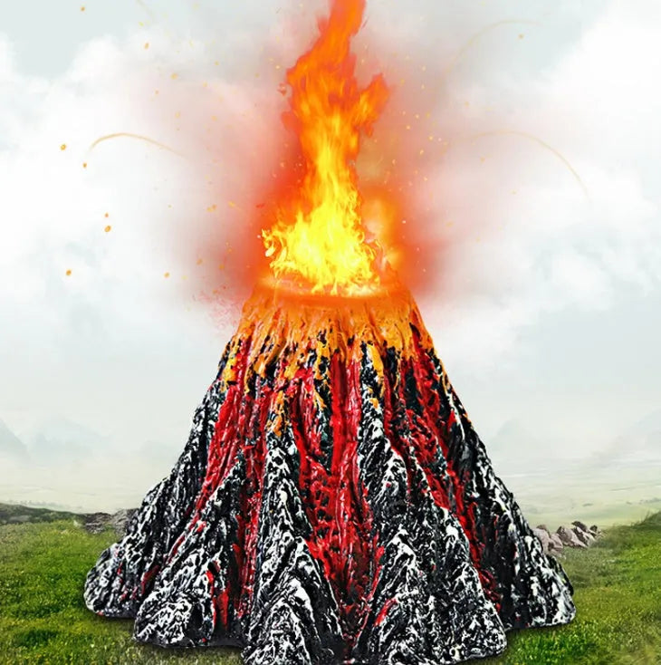 Aquarium volcano ornament with air bubbles and LED light for fish tank decoration in S and L sizes