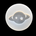 Circular planet silicone resin mould showing 6.5 cm diameter and full mirror surface pattern