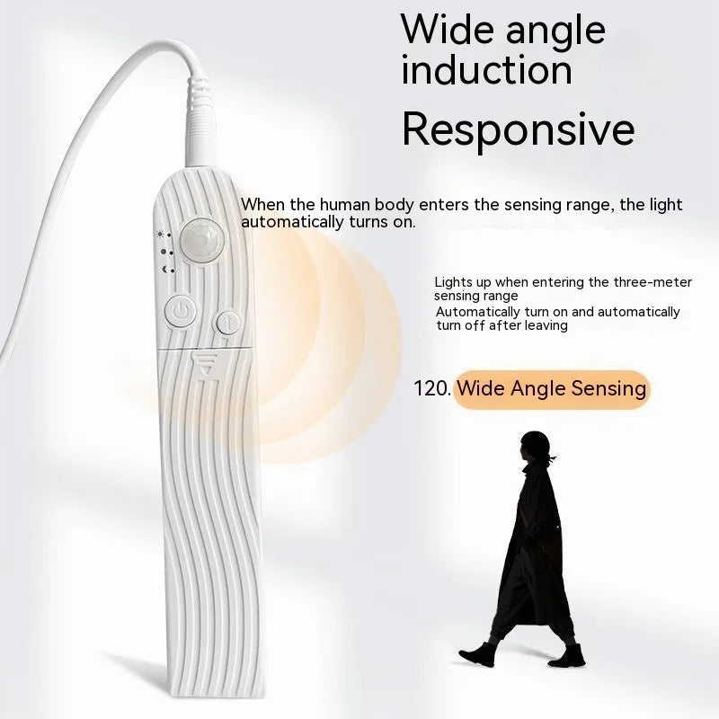 LED human body induction light strip, waterproof, 1m 2m 3m, warm white or white, under bed cabinet light
