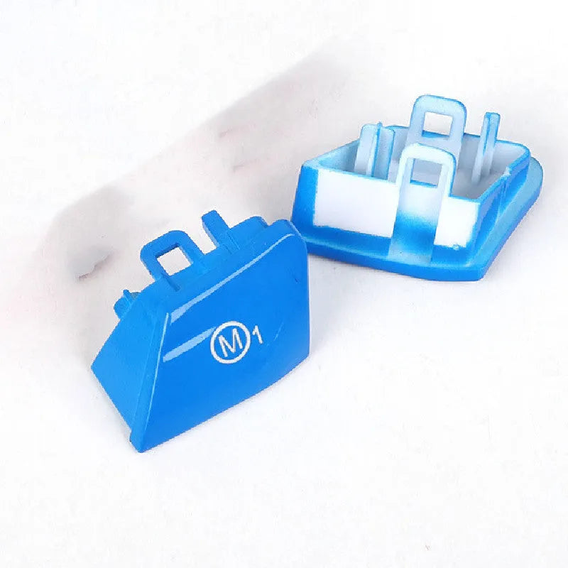 Red and blue M1 M2 steering wheel button accessories for BMW F30 and F34 models