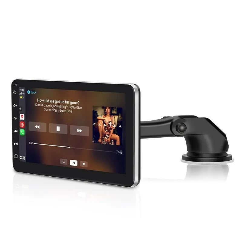 7 inch car GPS navigation unit with wireless Apple Carplay and reversing camera display on universal mounting bracket