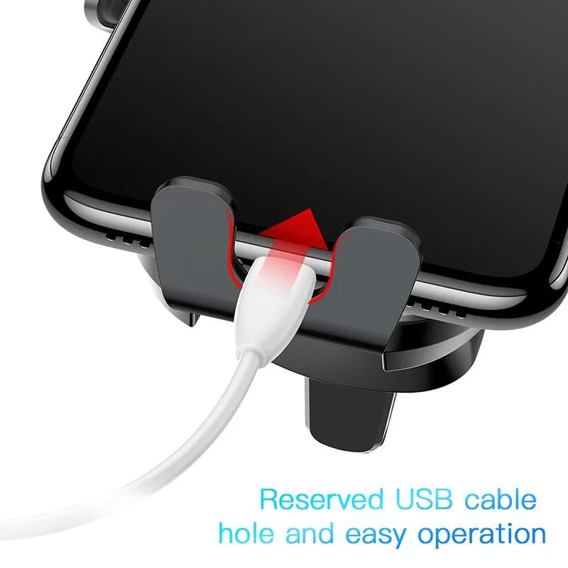 Intelligent touch sensor car phone holder in black, air vent mount, aluminium alloy and glass panel, fitting 4.0-6.5 inch phones.