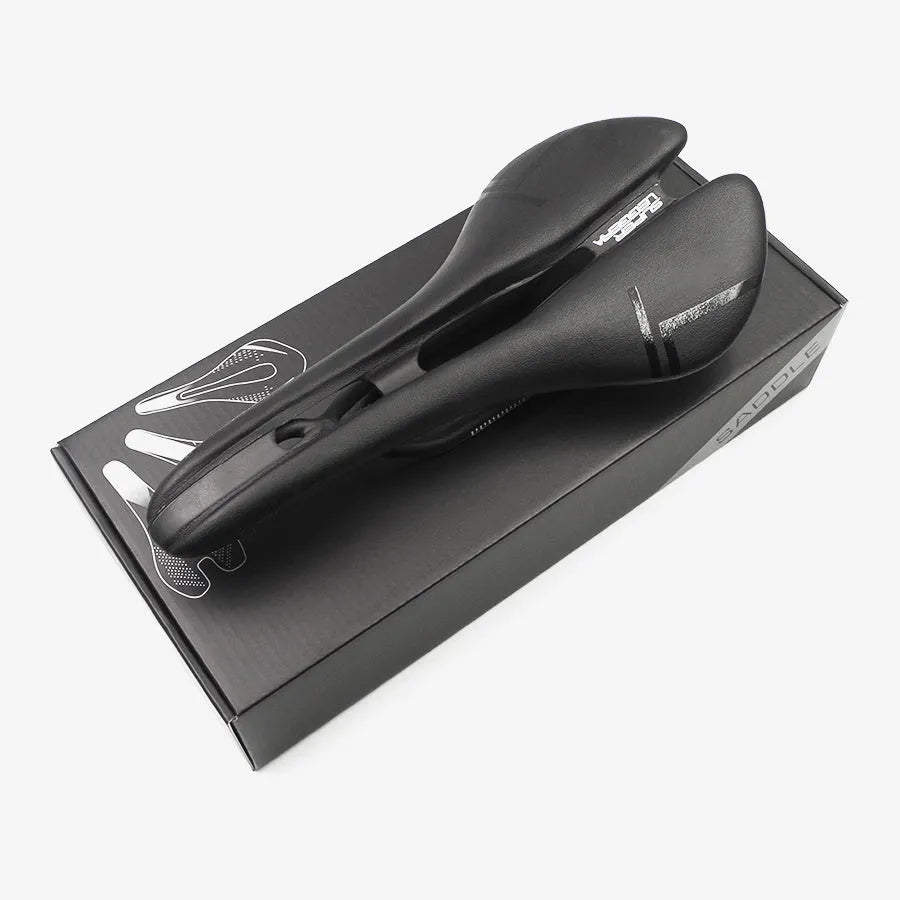 Carbon fibre bicycle saddle 278x130mm approximately 114g with central cutout, Microfeel cover, Black White or White