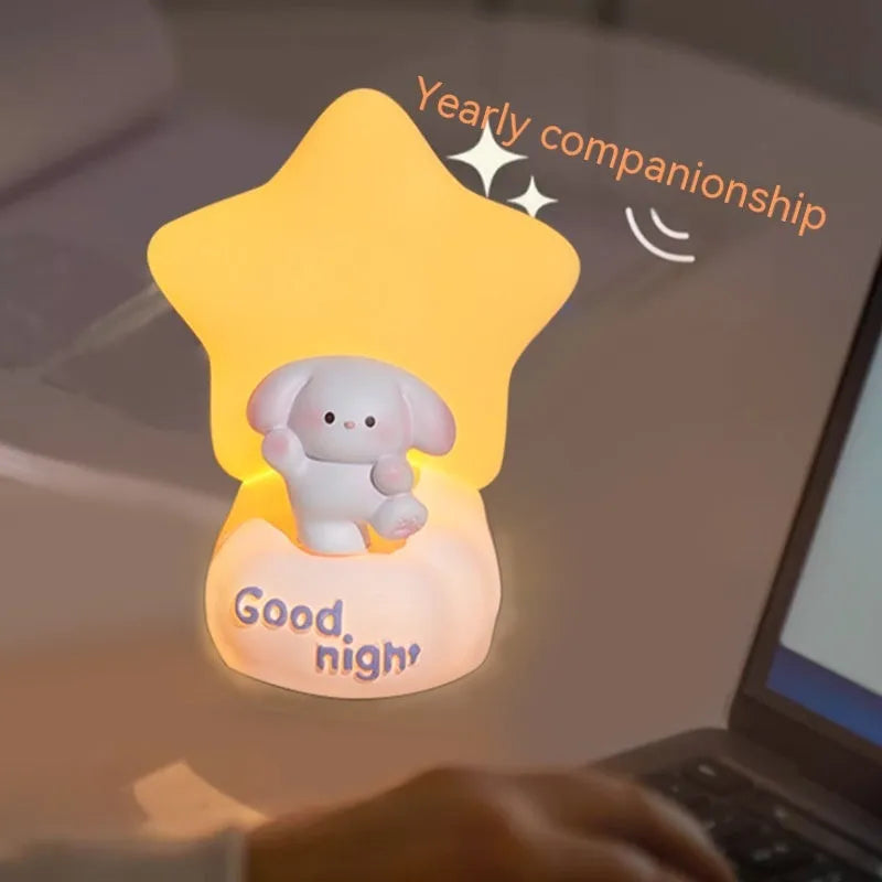 Sweet Puppy small night lamp, cute cartoon resin craft, 72x52x92mm, Starlight or Moon-light option