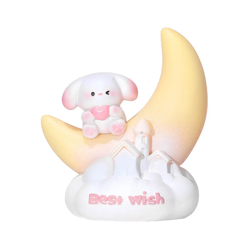 Sweet Puppy small night lamp, cute cartoon resin craft, 72x52x92mm, Starlight or Moon-light option