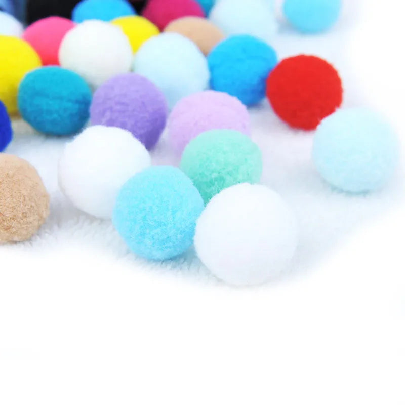 Set of cat toys plush compression balls in bright colours for interactive feline play