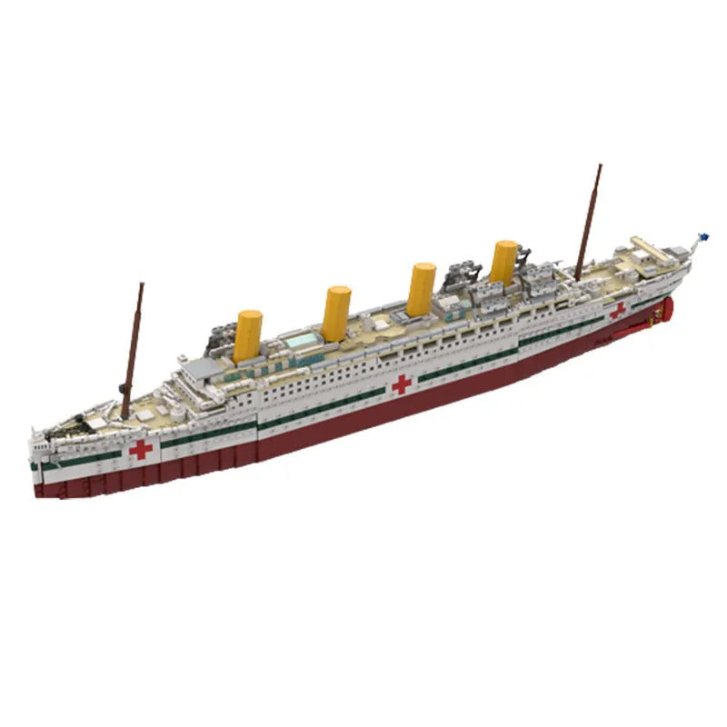 Britannia Hospital Ship model built from 3445 small plastic building blocks in British Nick colour