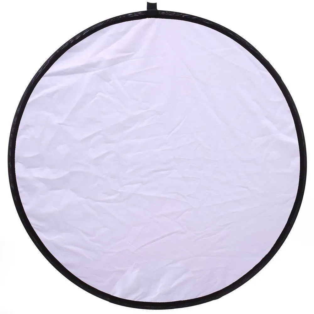 Round 60cm 5 in 1 collapsible photography reflector with gold silver white black translucent surfaces and carrying case