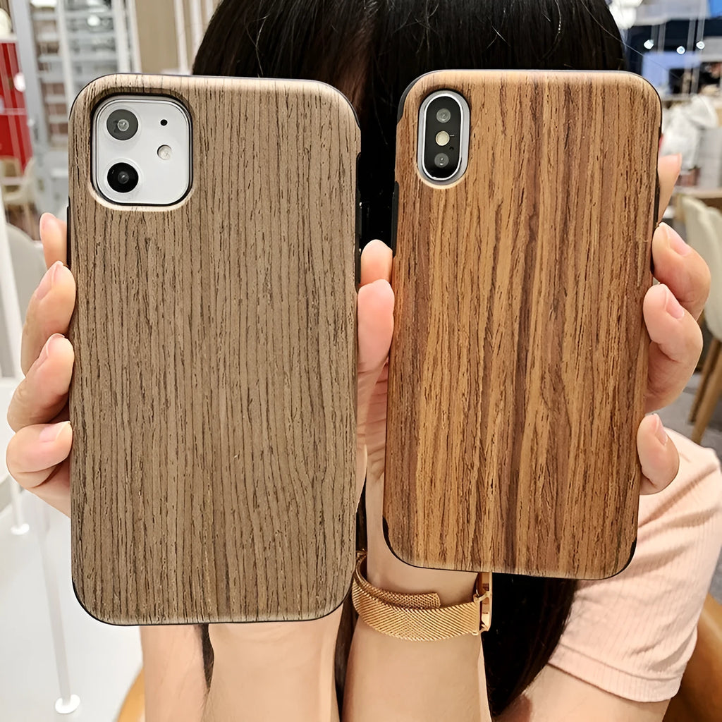 Wooden iPhone back cover case in rosewood, teak, black rose and walnut finishes.