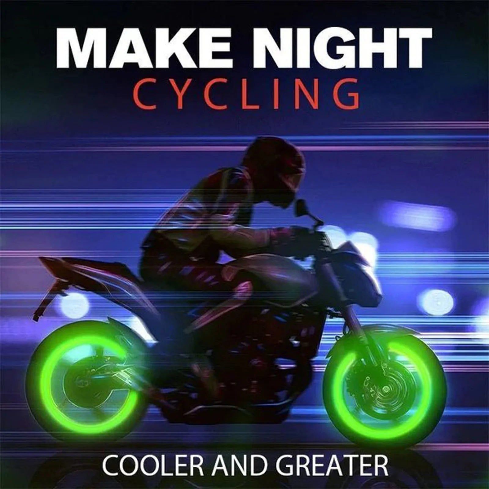 Luminous rubber tyre valve caps showing split design and available glow colours