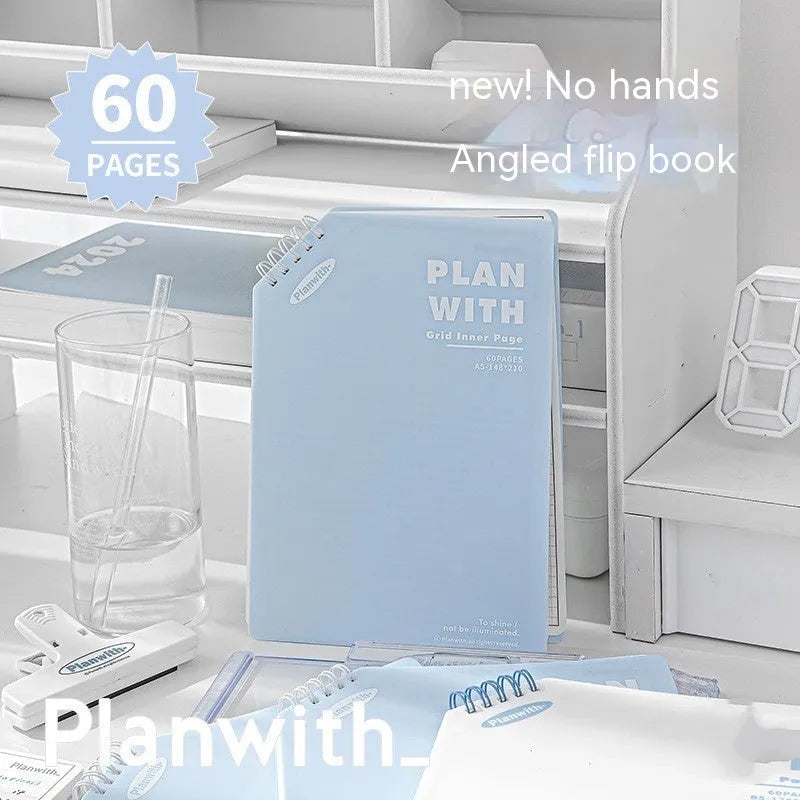 Oblique angle book series artsy ins style salt series notebook in A5 and B5 sizes with white or plaid blue covers