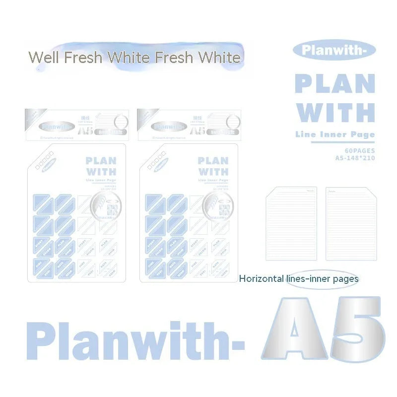 Oblique angle book series artsy ins style salt series notebook in A5 and B5 sizes with white or plaid blue covers