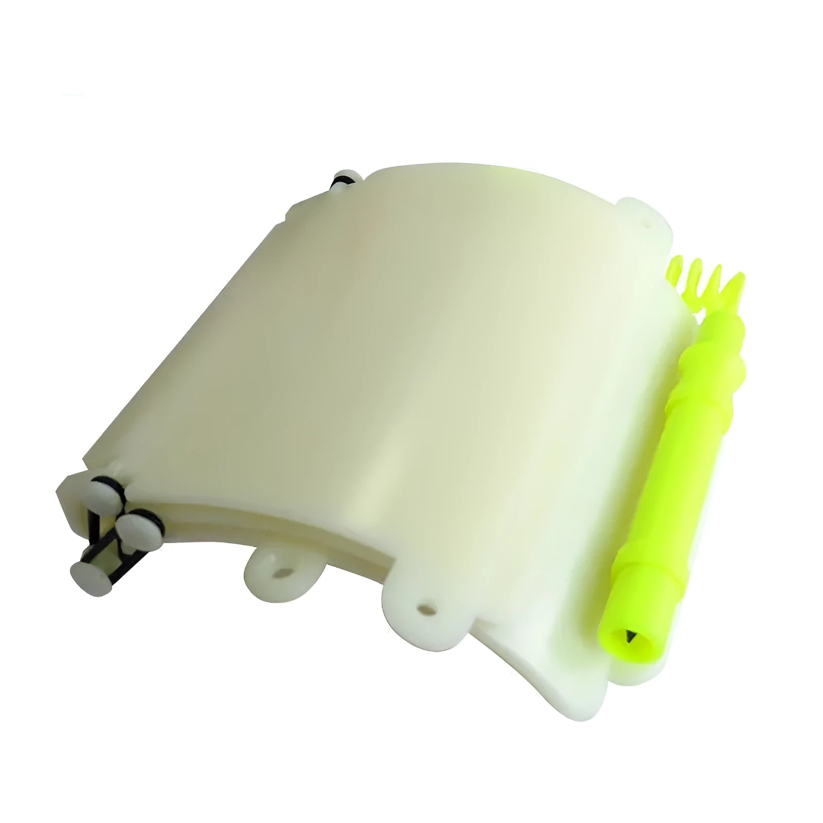 White luminous ABS wrist writing board for underwater communication, shown with a pencil and spare O-ring.