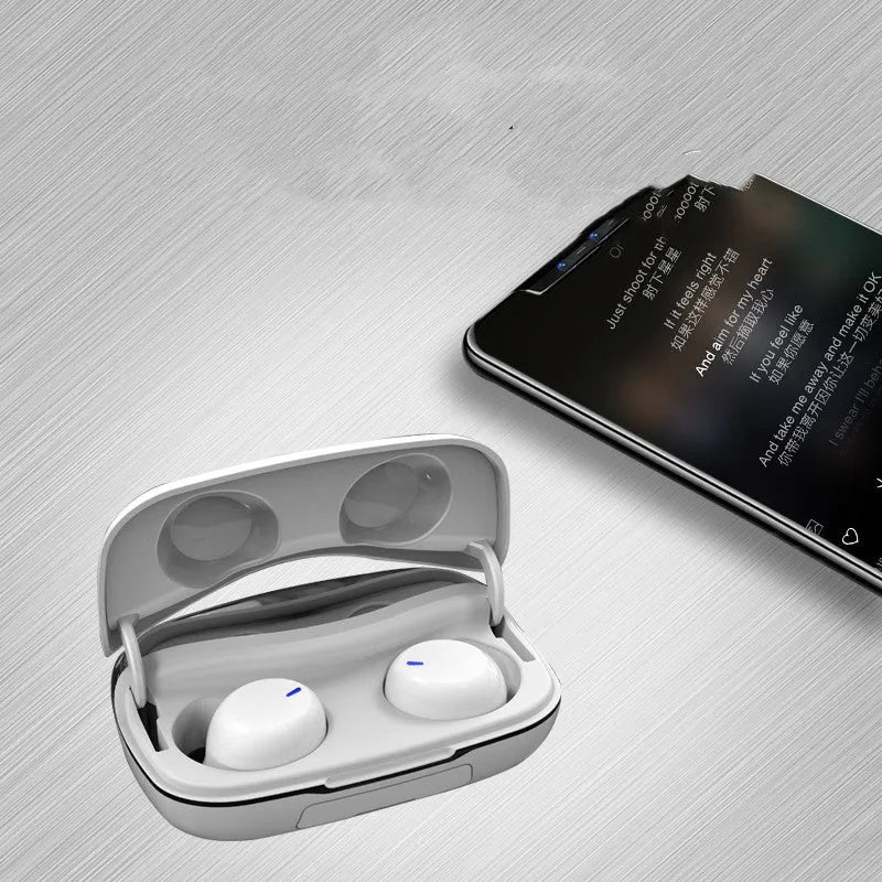 Bluetooth earphone in black with plastic body and in-ear fit for wireless music listening