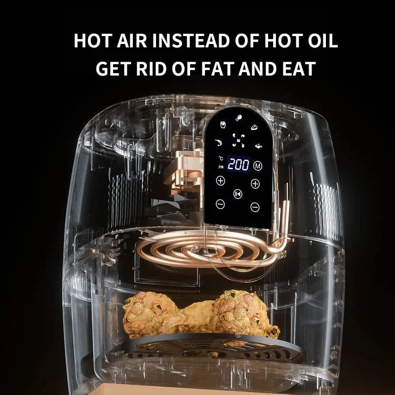 Home Fashion black plastic air fryer with touch screen controls and 4.5-6L capacity