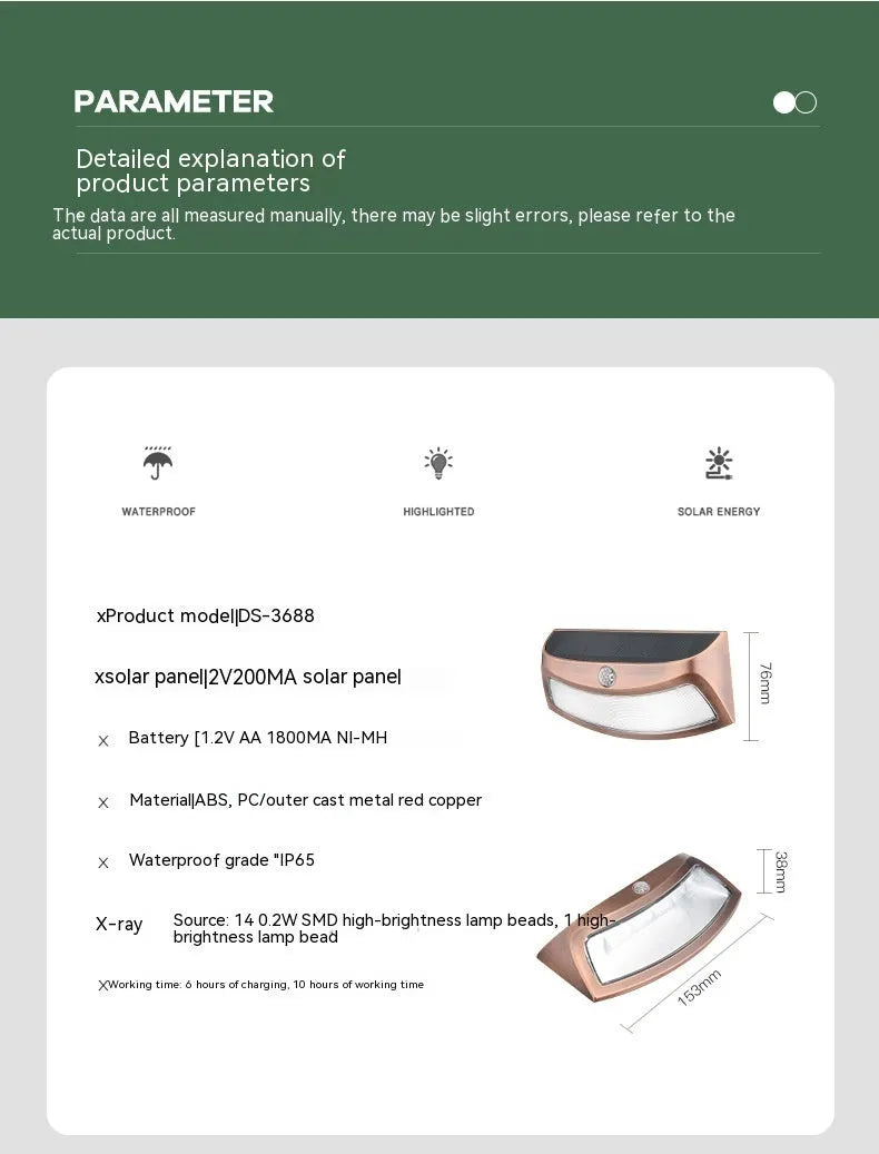 Solar outdoor wall lamp with decorative smiling face design for garden and courtyard lighting