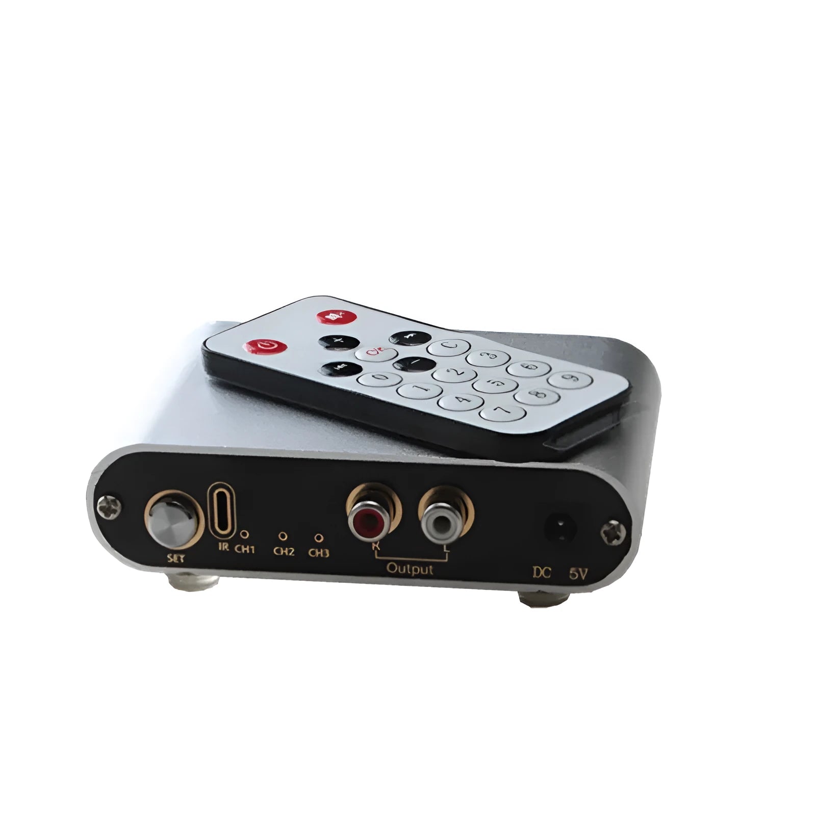 Silver audio source switch unit with remote control for US market