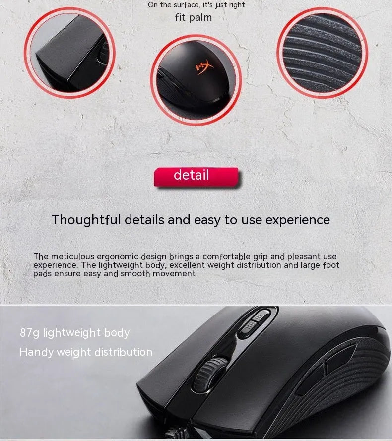 Pulsefire Core RGB wired gaming mouse in black and pink colours with glowing lighting and USB cable.